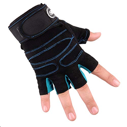Lafillette Shockproof AntiSlip Outdoor Professional Road Bike Bicycle Half Finger Cycling Gloves For Men Sport Gloves (Blue, Mi