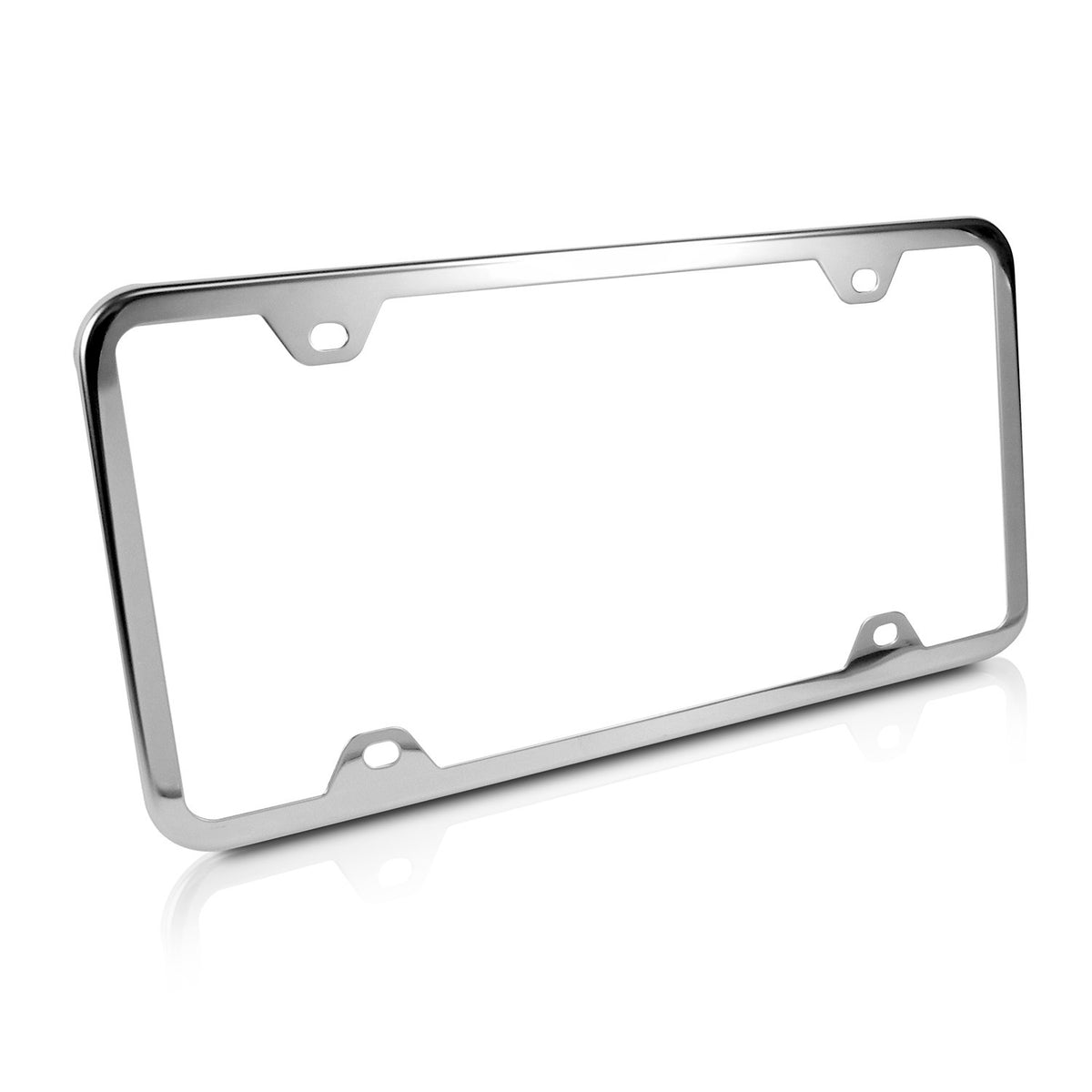 Carbeyondstore Slim Polished Stainless Steel 4 Holes License Plate Frame