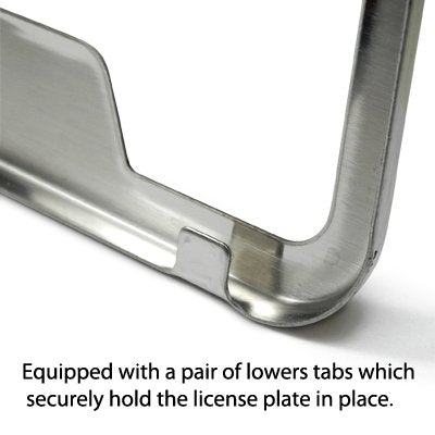 Carbeyondstore Slim Polished Stainless Steel 4 Holes License Plate Frame