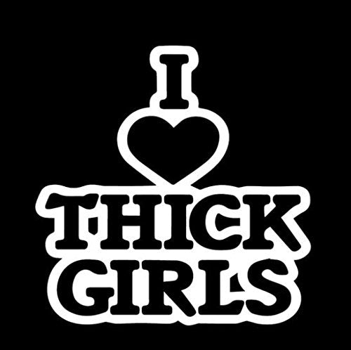 I Heart Thick Girls Adult Love Decal Vinyl Sticker Makarios Llc |Cars Trucks Vans Walls Laptop Mkr| White |5.5 X 5.5 In|Mkr182