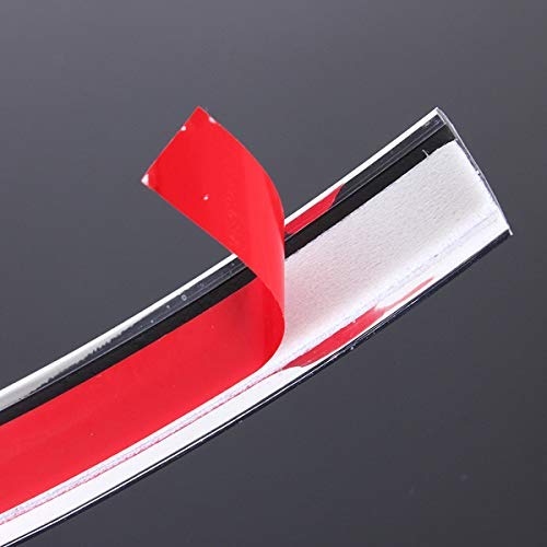 OtoLiman Chrome Sticky Car Door Edge Scratch Guard Trim Molding Protector Cover Full Size 5m 16feet U Shape Air Vent Edge Decora