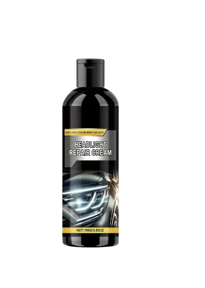 Headlight Repair Cream & Polishing Kit 100ml | Car Headlight Restoration Cream with Microfiber Cloth & Protective Gloves | Helps