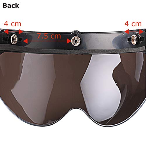 Pilot Style Flip Up Down Shield Visor Lens For 3-Snap Motorcycle Open Face Helmets (Light Smoke)