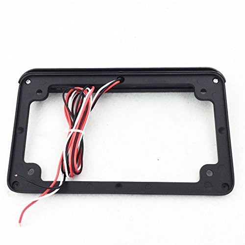 Httmt Mt294-002-Bk Black 7 Inches X 4 Inches Flat License Plate Frame Bracket Tag Holder W/ 6 Inches Led Bar Compatible With Uni