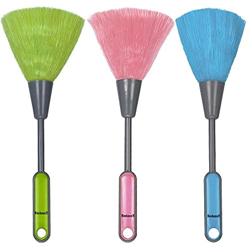 Nimbose Mini Electrostatic Soft Whisk Mini Screen Cleaning Brush Duster, Manual Antistatic Sweeper Broom (Multicolor, Pack Of 3