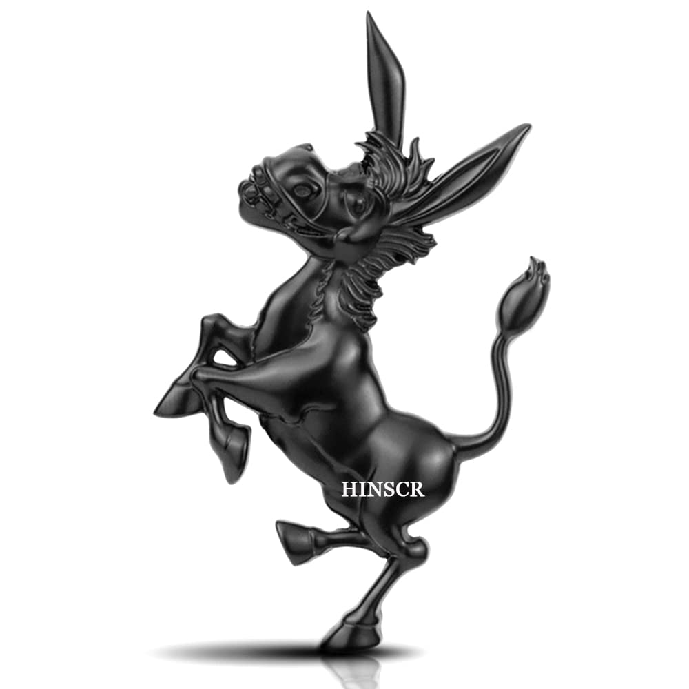 Hinscr Donkey Metal Car Emblem 3D Car Hood Badge Sticker Cute Decorative Decal For Car Motorcycle Laptop Backpack(Black)