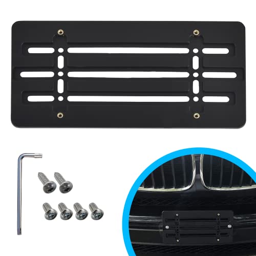 Front Bumper License Plate Bracket for BMW 2000-2023, Plate Holder Set w 6 Unique Screw Bolts & Wrench Kit, License Tag Mounting