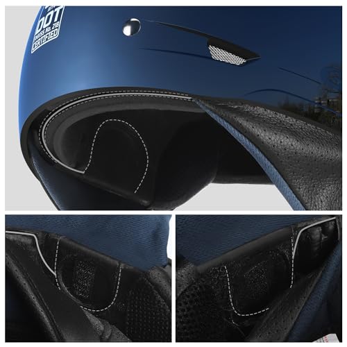 Glx M14 Open Face Motorcycle Helmet - Black, X-Large - Dot Approved