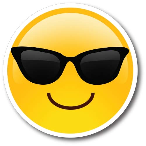 Magnet Me Up Sunglasses Cool Emoticon Emoji Magnet Decal - 5 Inch Round - Cute Self-Expression Decorative Magnetic Decal For Car