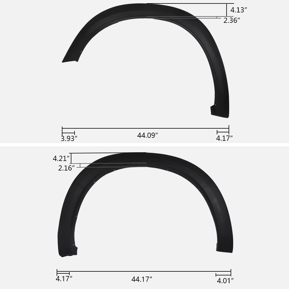 Pit66 Fender Flares Compatible With 2009-2018 Dodge Ram 1500 Factory Style Bolt On Fender Flares 68054339Ab, 68054338A