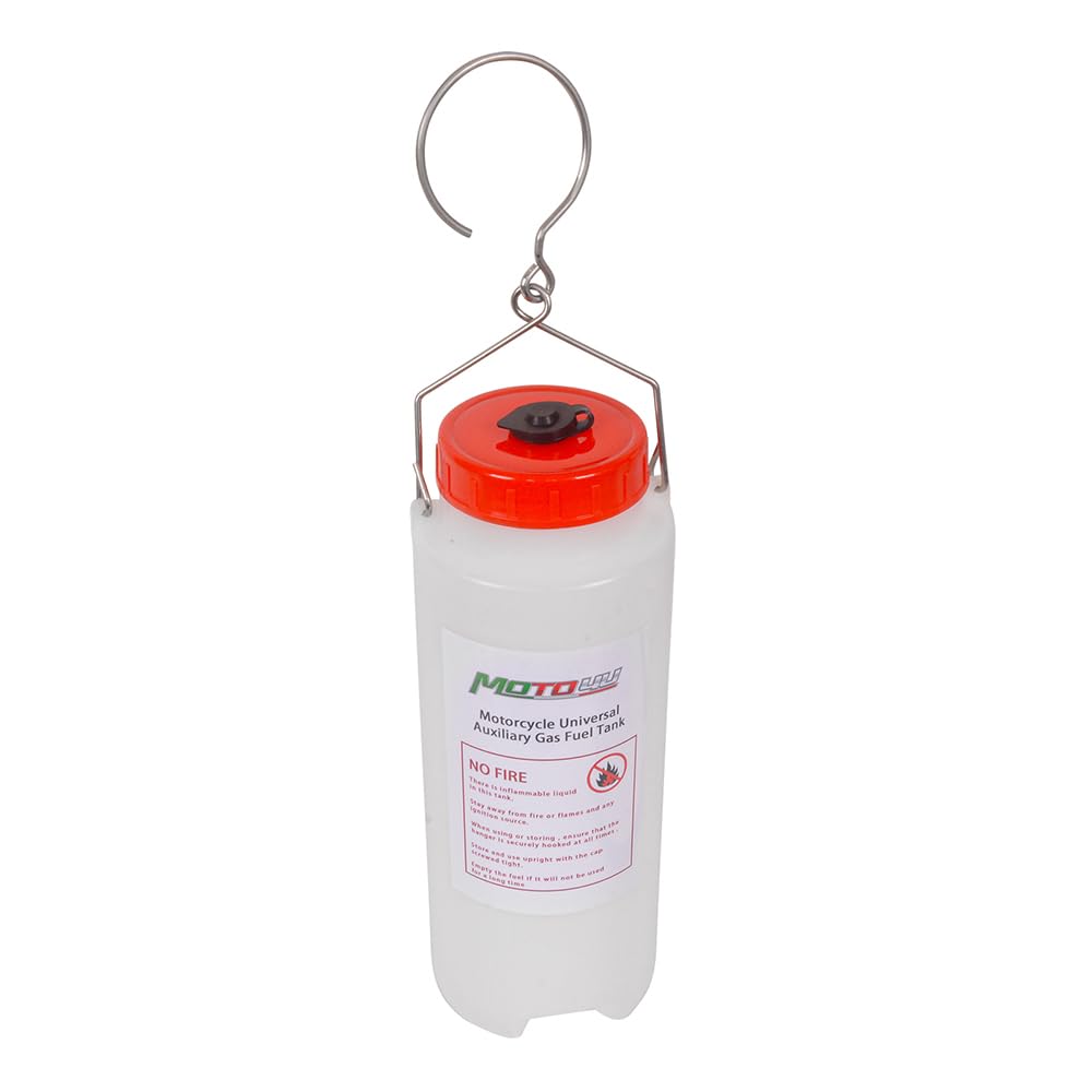 MOTO4U Auxiliary Gas Fuel Tank Universal Motorcycle Gas Tank Repair Tool Kit Auxiliary Fuel Tank 1L with Fuel Hose,Cut Off Valve