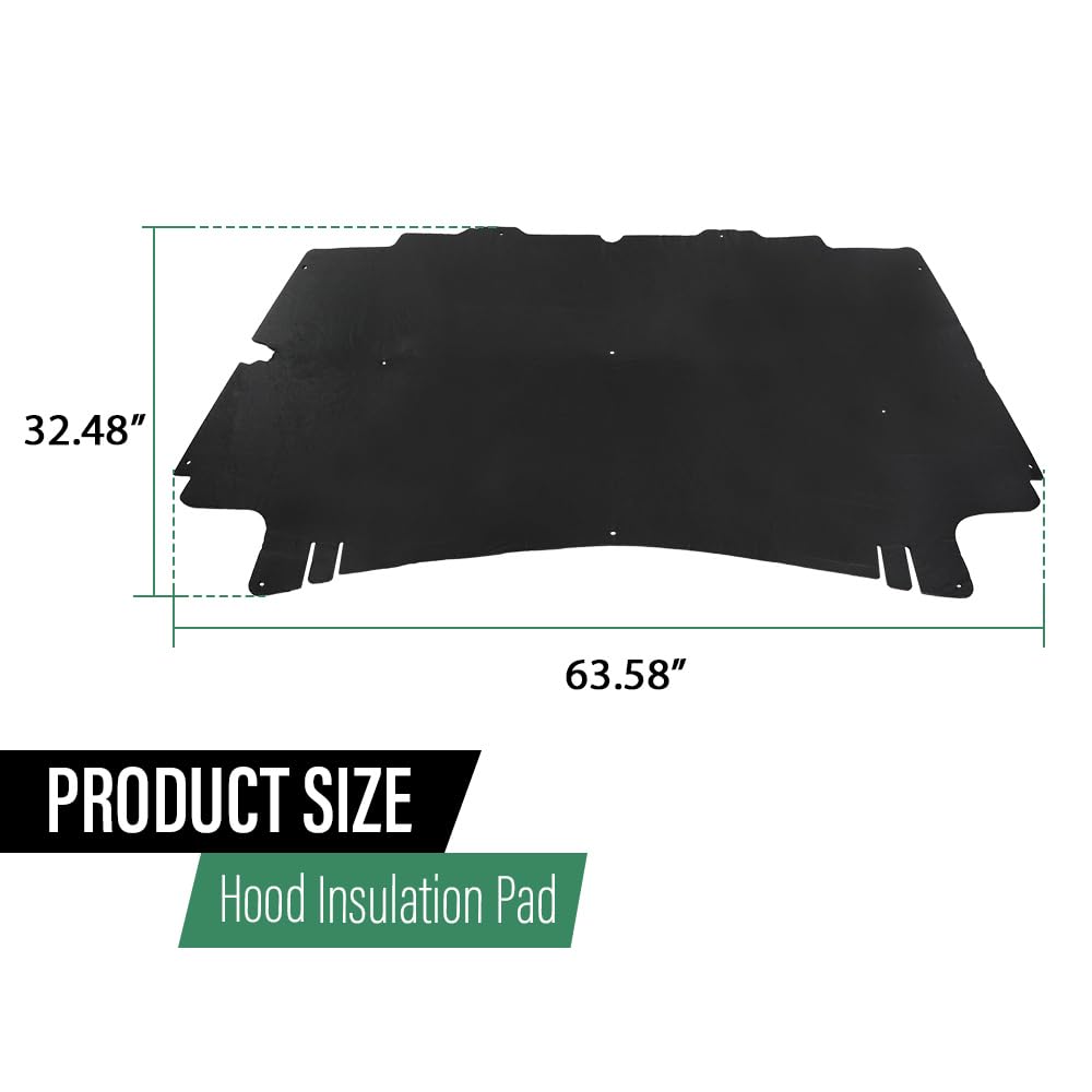 LQI Hood Insulation Pad 1/2'' with Clips Compatible with Dodge Ram 1500 2002-2008, Fit Dodge Ram 2500 3500 2003-2009 Black