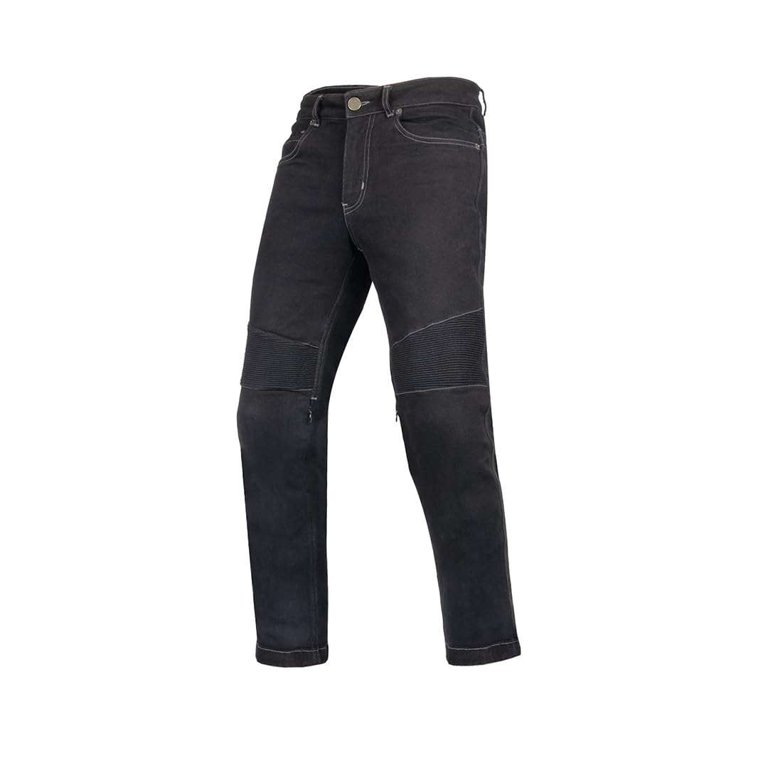 Cramster Velocity Motorcycle Jeans | Impact Protection | Abrasion Resistance | Classic 5-Pocket Design - Black, 3Xl
