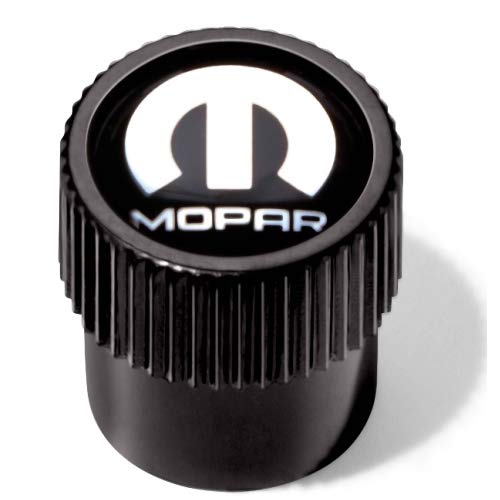 Mopar 82215722 Valve Stem Caps Black Valve Stem Caps With Silver Mopar Logo, Set Of Four