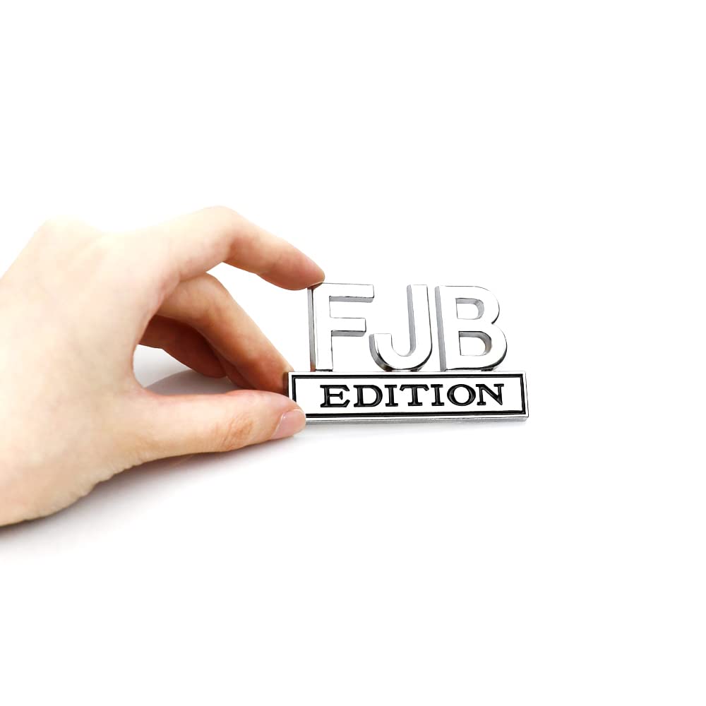 CARRUN 2 Pcs FJB Edition Emblem Car Side Rear Front Hood Trunk Door Badge 3D Decal Sticker Fit for Car Truck SUV (FJB, Silver Bl