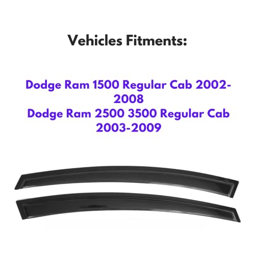 Ig Window Rain Guards Vent Visors Shades For 2002-2008 Dodge Ram 1500 Standard Cab, Window Deflectors Shield For 2003-2009 Ram 2