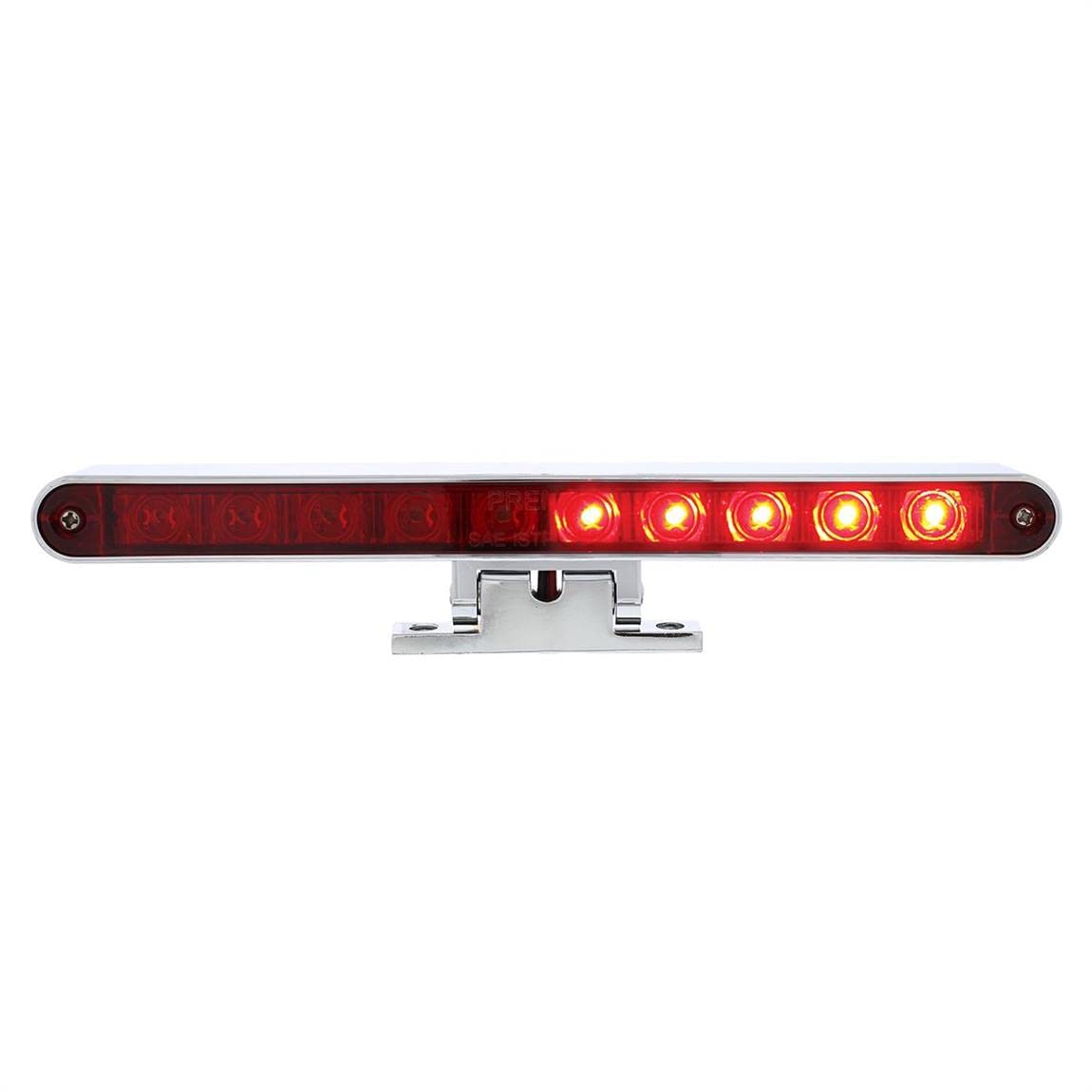 United Pacific 33010 3Rd Brake Light, 10 Led Split Function, With Chrome Swivel Pedestal Base, Red Led/Red Lens