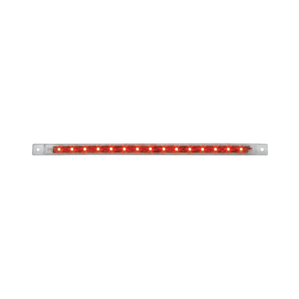 Grand General 76316 Red 12'' Ultra Thin Surface Mount 15-Led Marker And Clearance Sealed Light Bar With Clear Lens