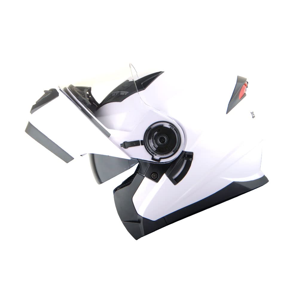 1Storm New Motorcycle Bike Modular Full Face Helmet Dual Visor Sun Shield: Glossy White