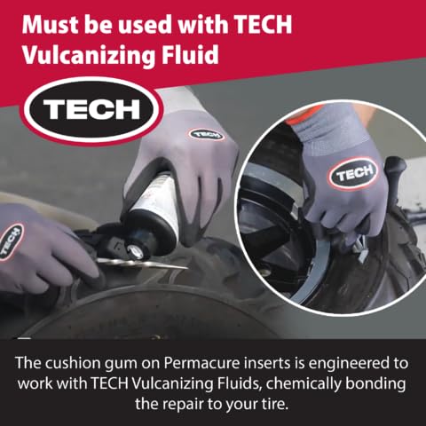 TECH Permacure II Insert Plugs, 3-3/4'' (95mm) - Heavy-Duty Natural Rubber for Stronger Flat Fixes, Compatible with Tubeless Plu
