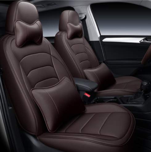 Hi Art Leatherette Custom Fit Front and Rear Car Seat Covers Compatible with Volkswagen Polo, (Brown)