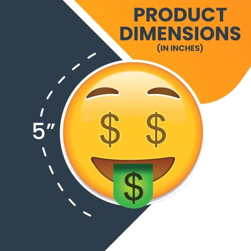 Magnet Me Up Dollar Sign Tongue Out Emoticon Magnet Decal, 5 Inch Round, Cute Self-Expression Decorative Magnet For Car, Truck,