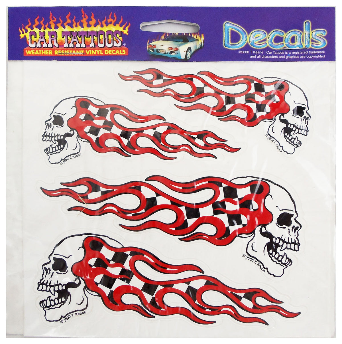 CAR TATTOOS 4 PIECE RACING SKULLS WEATHER RESISTANT VINYL DECALS – Carkart