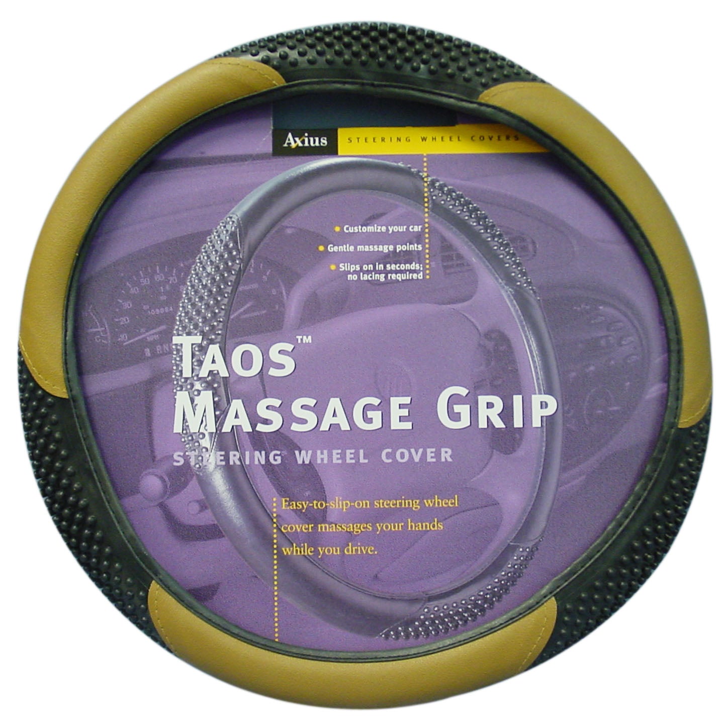 TAOS MASSAGE GRIP STEERING WHEEL COVER  TAN