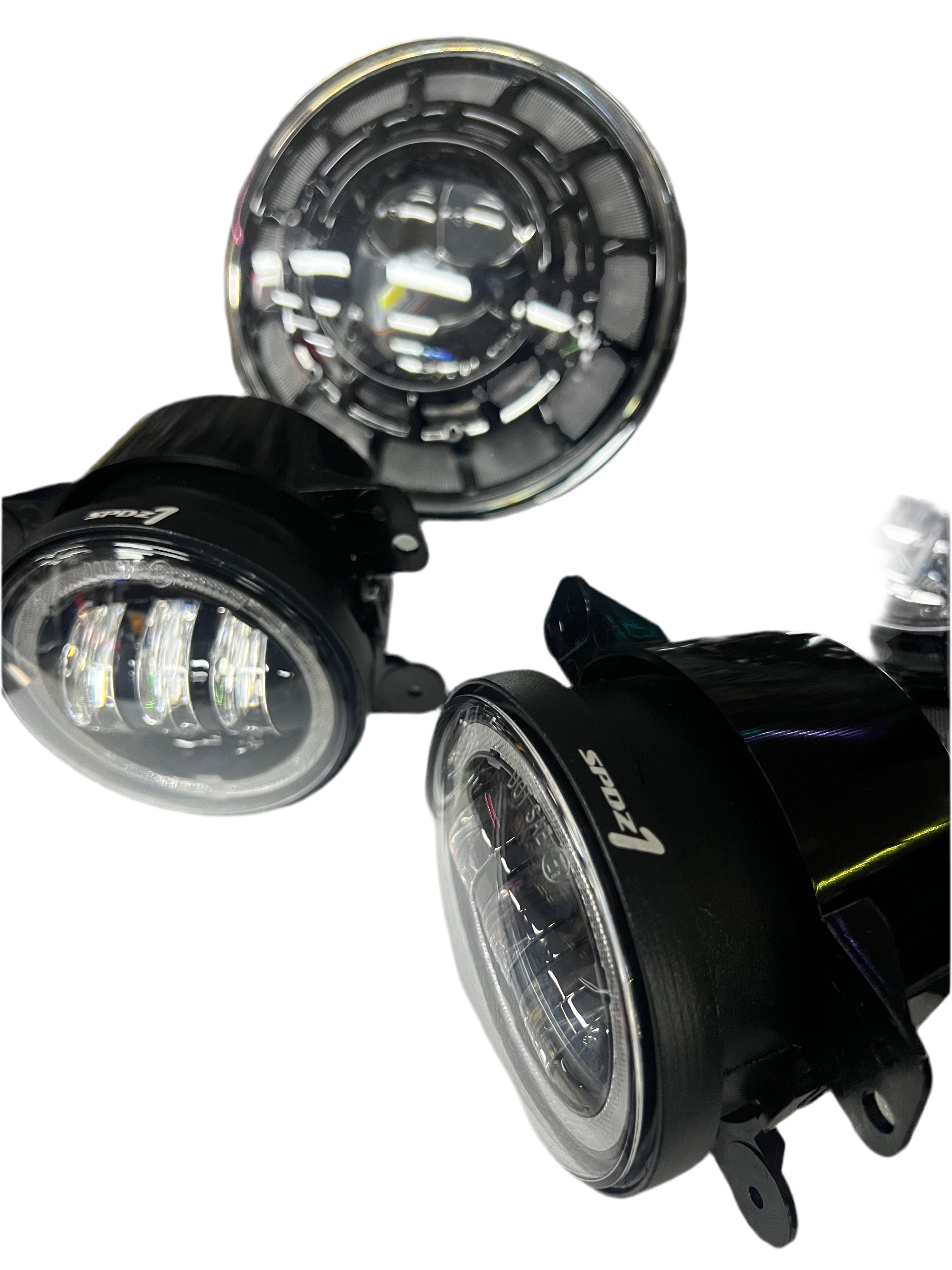 SPDZ1 Oculus 7" RGB LED Headlights with LED RGB Fog Light Kit – App Controlled Multi-Mode Halo