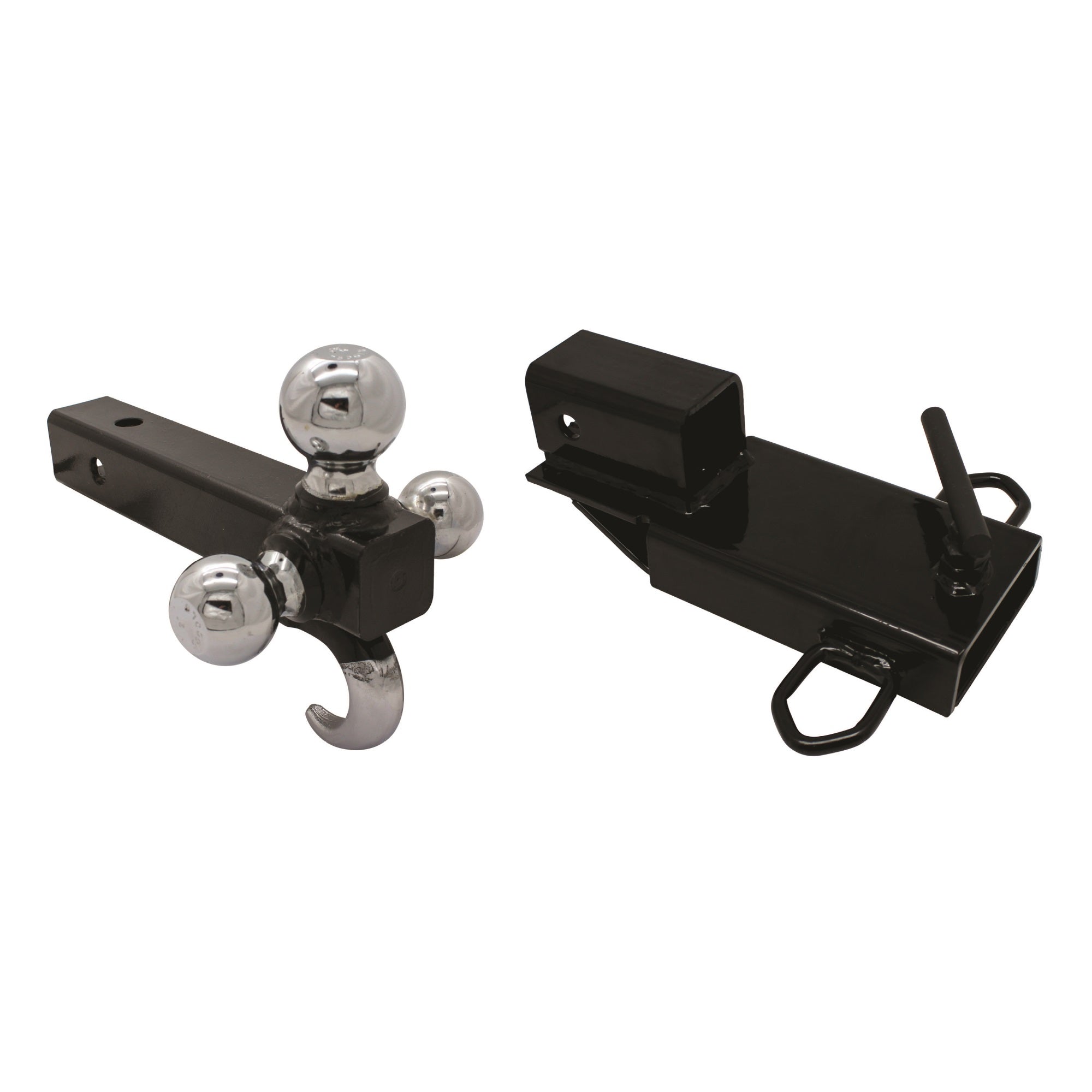 Extreme Max 5001.1389 Clamp-On Forklift Hitch 2'' Receiver With Tri-Ball Hitch And Tow Hook