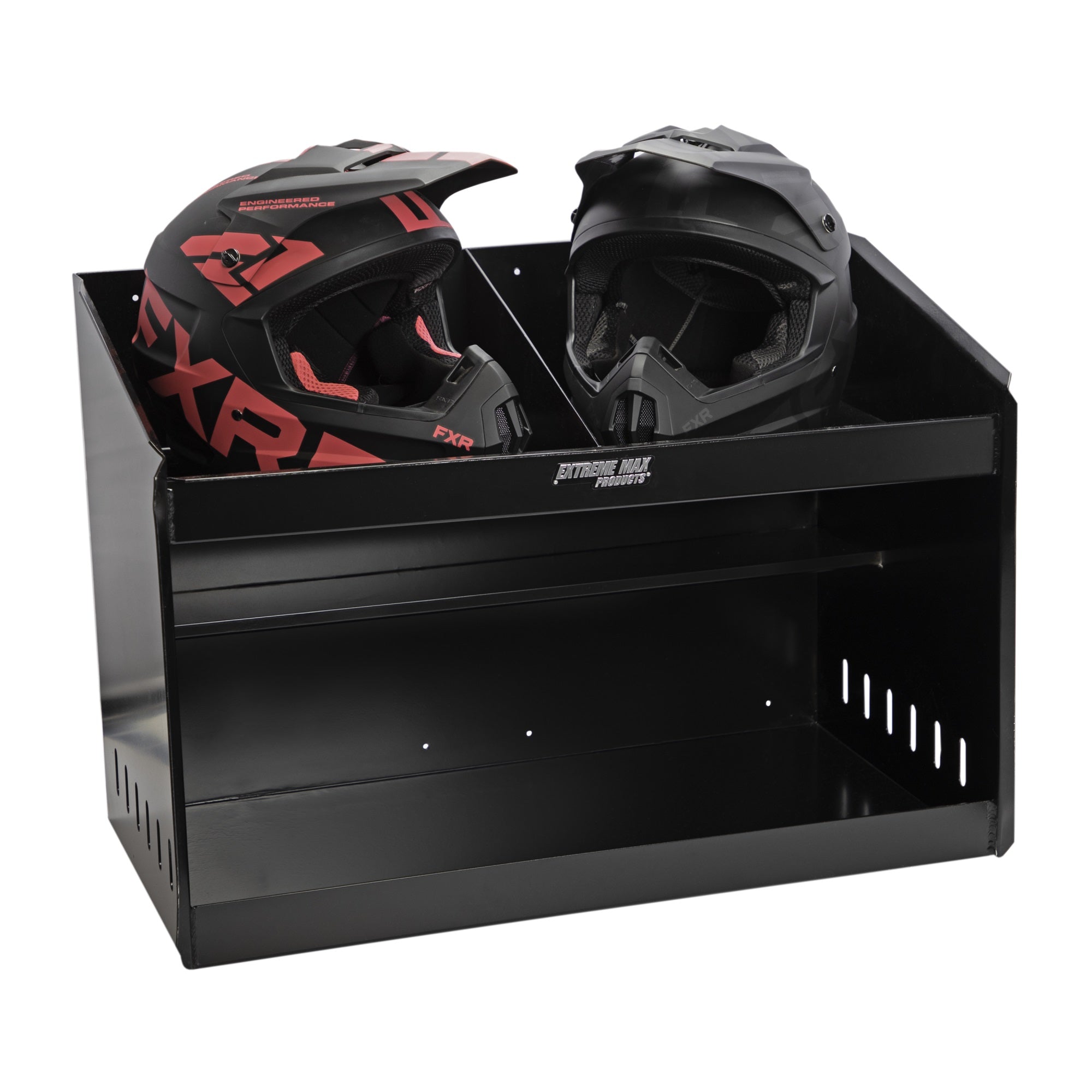 Extreme Max 5001.6331 Deluxe Dual Aluminum Helmet Bay Shelf Holder Storage Cabinet Organizer for Enclosed Race Trailer, Shop, Ga