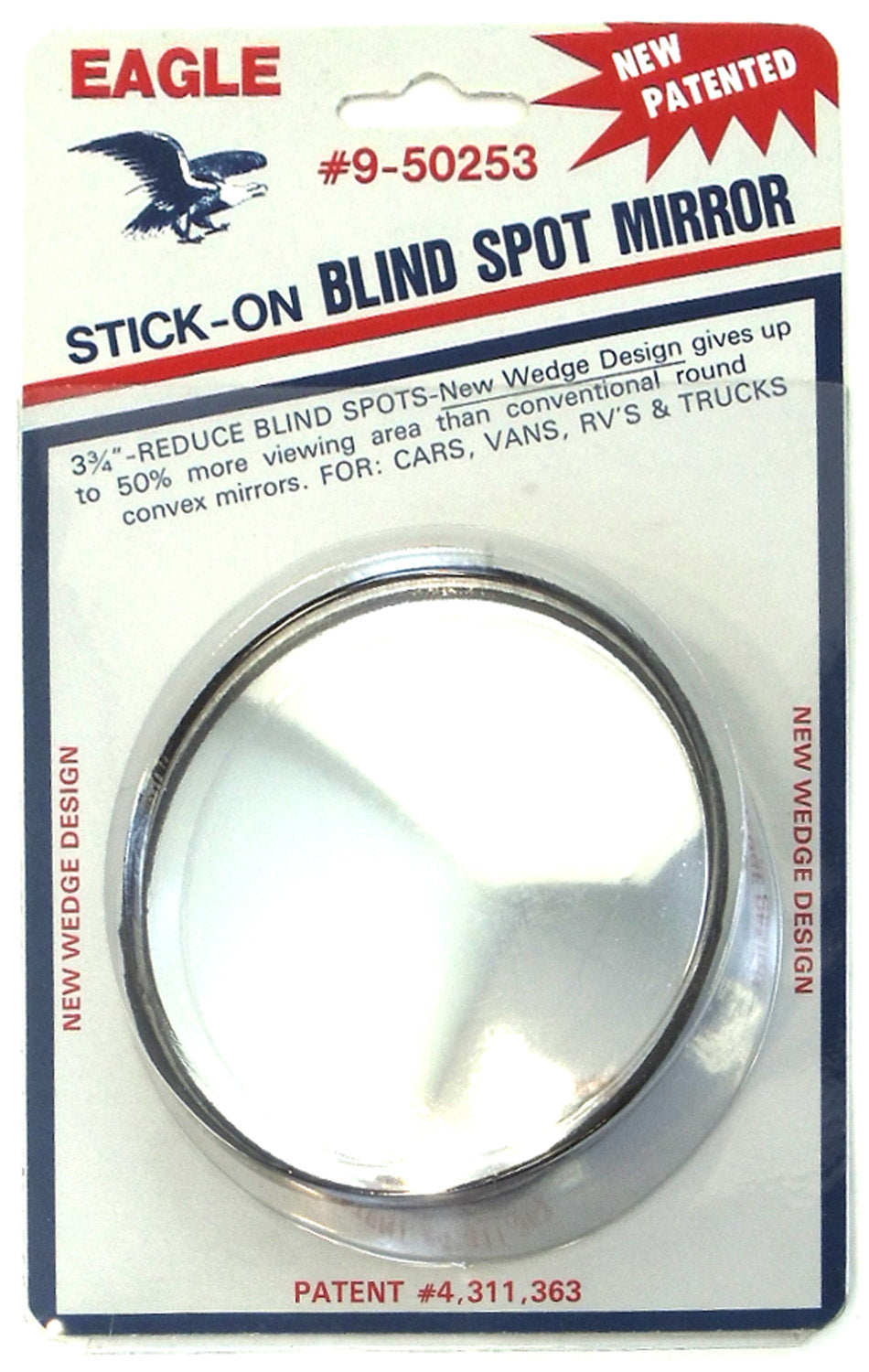 EAGLE WEDGE DESIGN 33/4 inch ROUND STICKON BLIND SPOT MIRROR