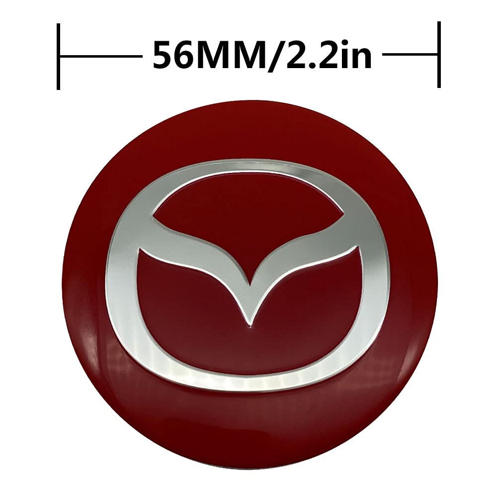 Jdclubs 4Pcs 2.22Inch Car Logo Abs Material Wheel Center Cap Sticker Wheel Emblem Badge Logo Stickers (Fit Mazda Red)
