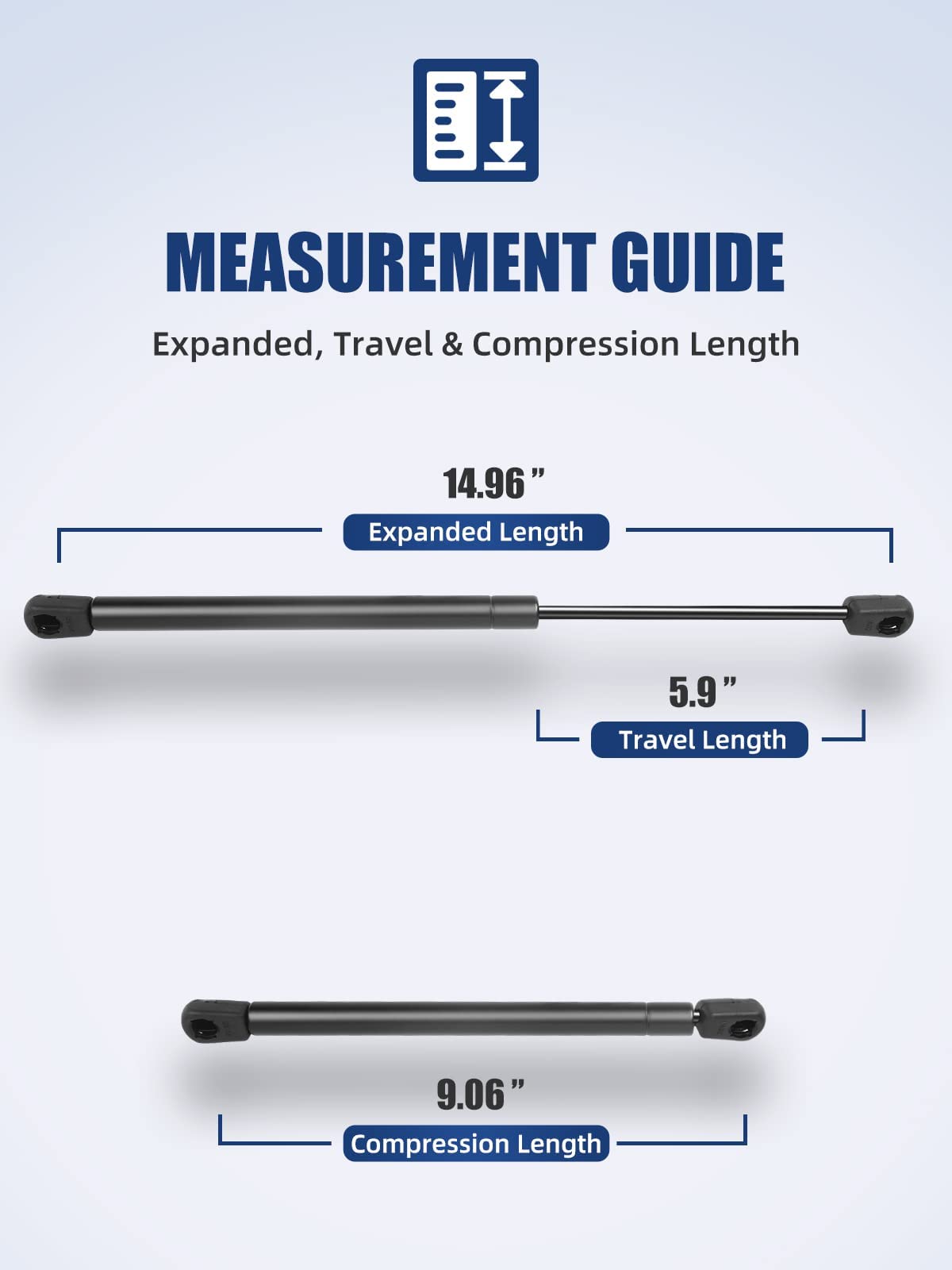 Otuayauto 15 Inch Gas Strut - 445N/100Lbs Universal Lift Support - For Tool Box Shock, Truck Cap Strut, Hydraulic Door Hinge, Ca