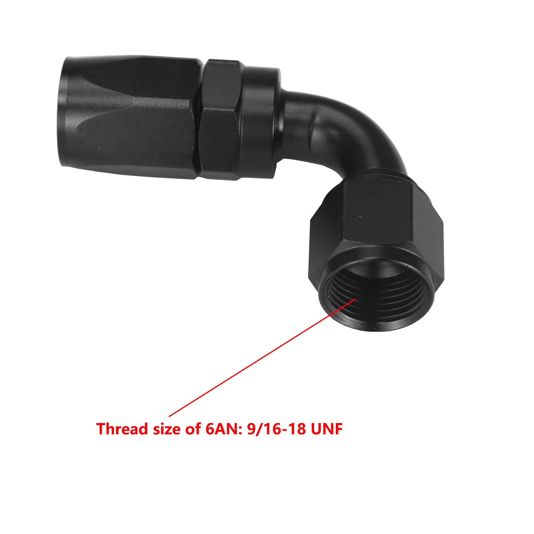 Ucreative 2Pcs 6An 90 Degree Swivel Hose End Fitting For Braided Cpe Fuel Hose Black