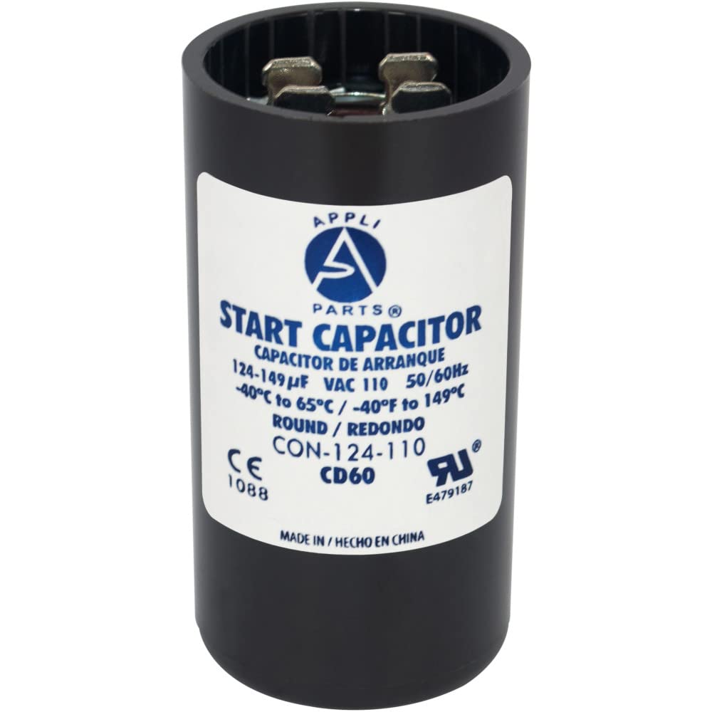 Appli Parts Motor Start Capacitor 124-149 Mfd (Microfarads) Uf 110-125 Vac Universal Fit For Electric Motor Applications 1-716 I