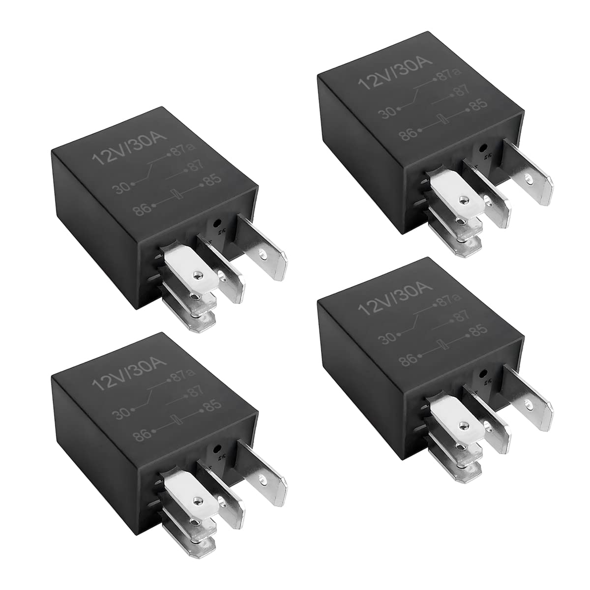 5 Pin 12V 30A Heavy Duty Automotive Relay - Multi-Purpose, Pack Of 4