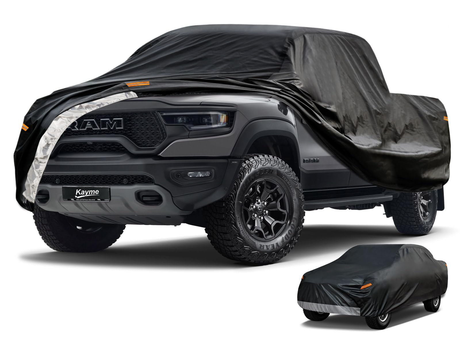 Kayme 7 Layers Truck Cover Waterproof All Weather, Heavy Duty Outdoor Pickup Cover Sun Uv Rain Protection, Universal Fit Dodge R