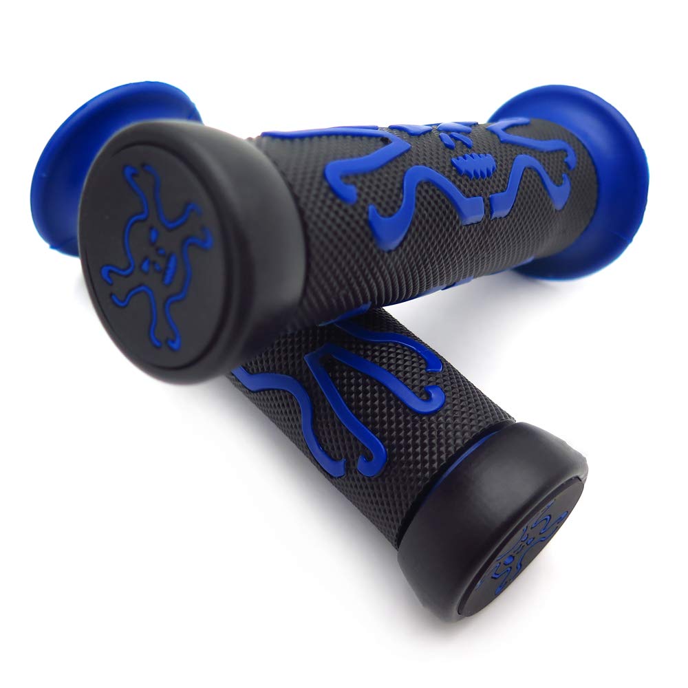 HTTMT XH4089- Skull Grips BLUE Compatible with QUAD YAMAHA KAWASAKI POLARIS SEADOO WATERCRAFT BOMBARDIER JET SKI FOREMAN RECON R