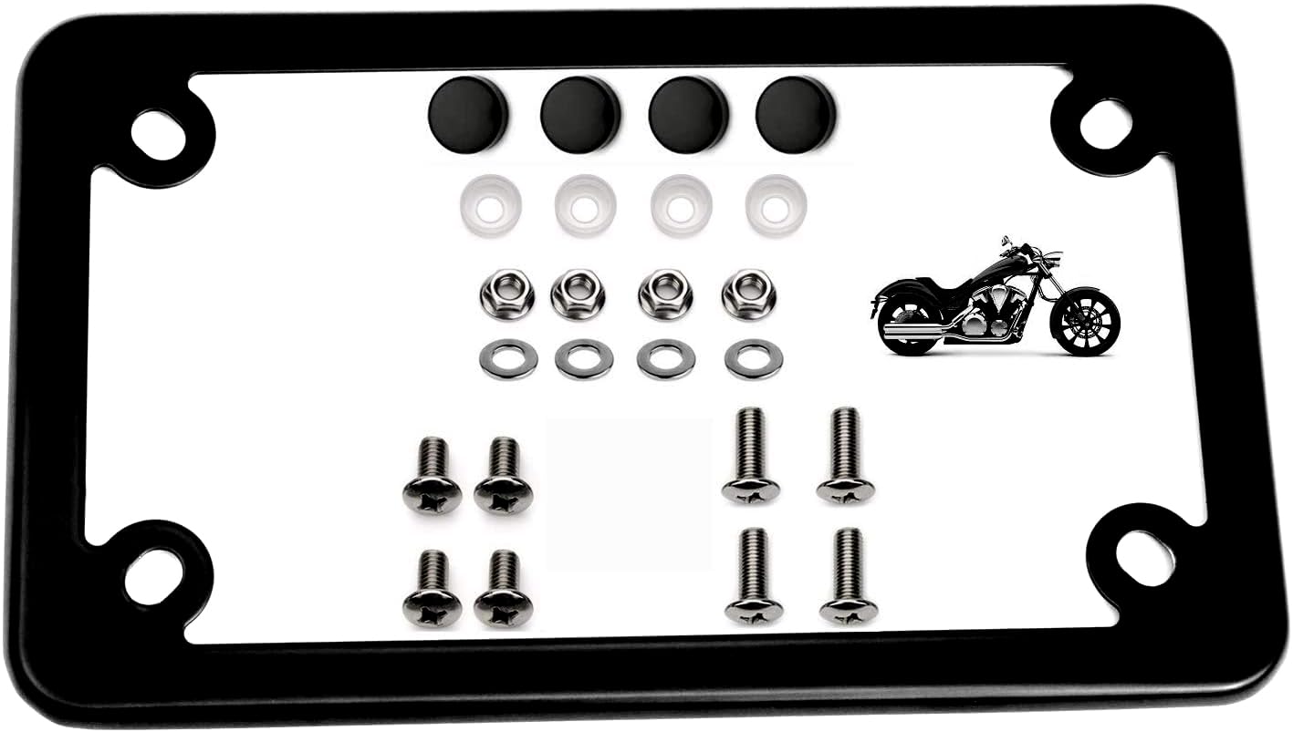 Lfparts Black Motorcycle Stainless Steel License Plate Frame