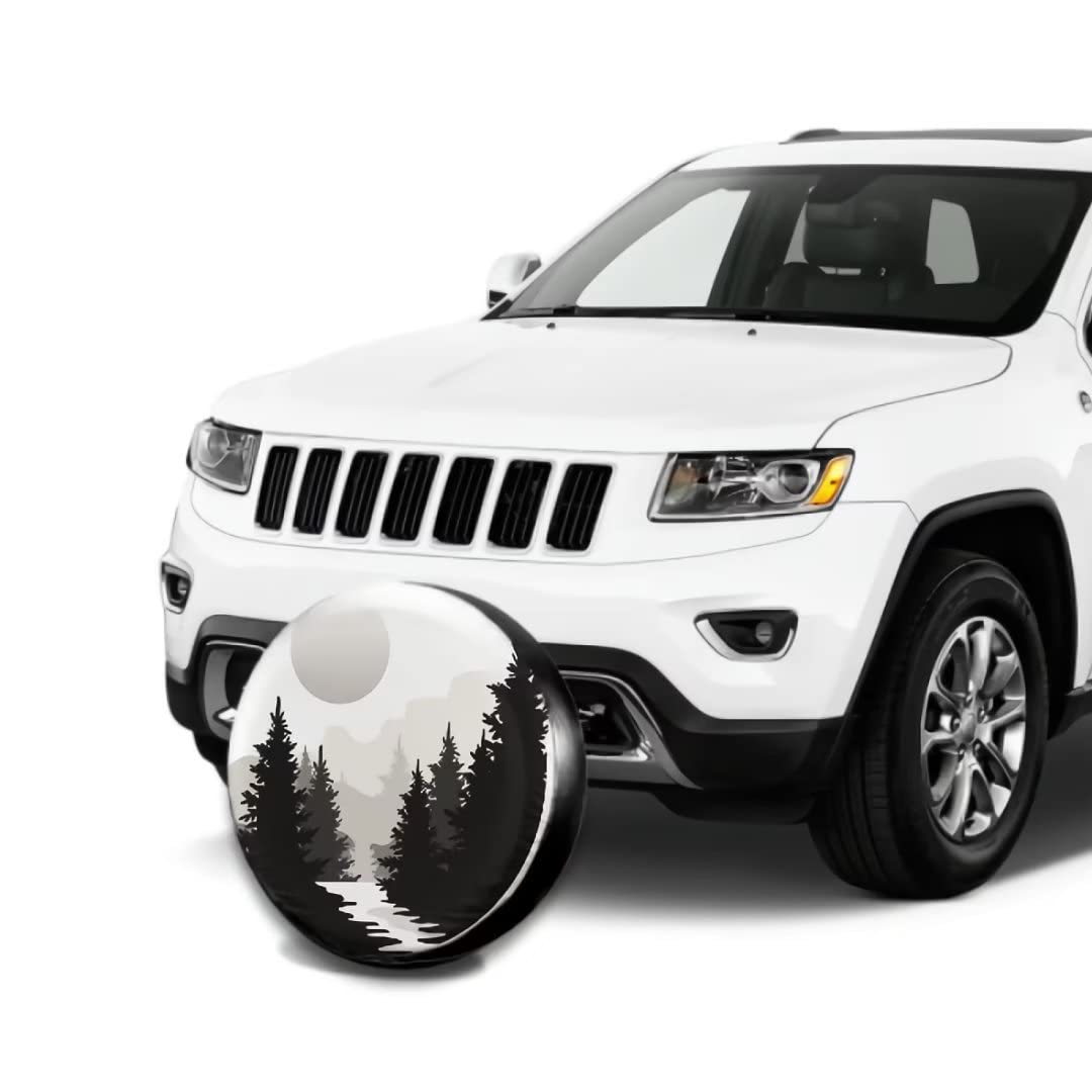 Abstract Moon Spare Tire Cover Mountain Tree Waterproof Dust-Proof Universal Spare Wheel Tire Covers 15 Inch Fit For Rv Trailer
