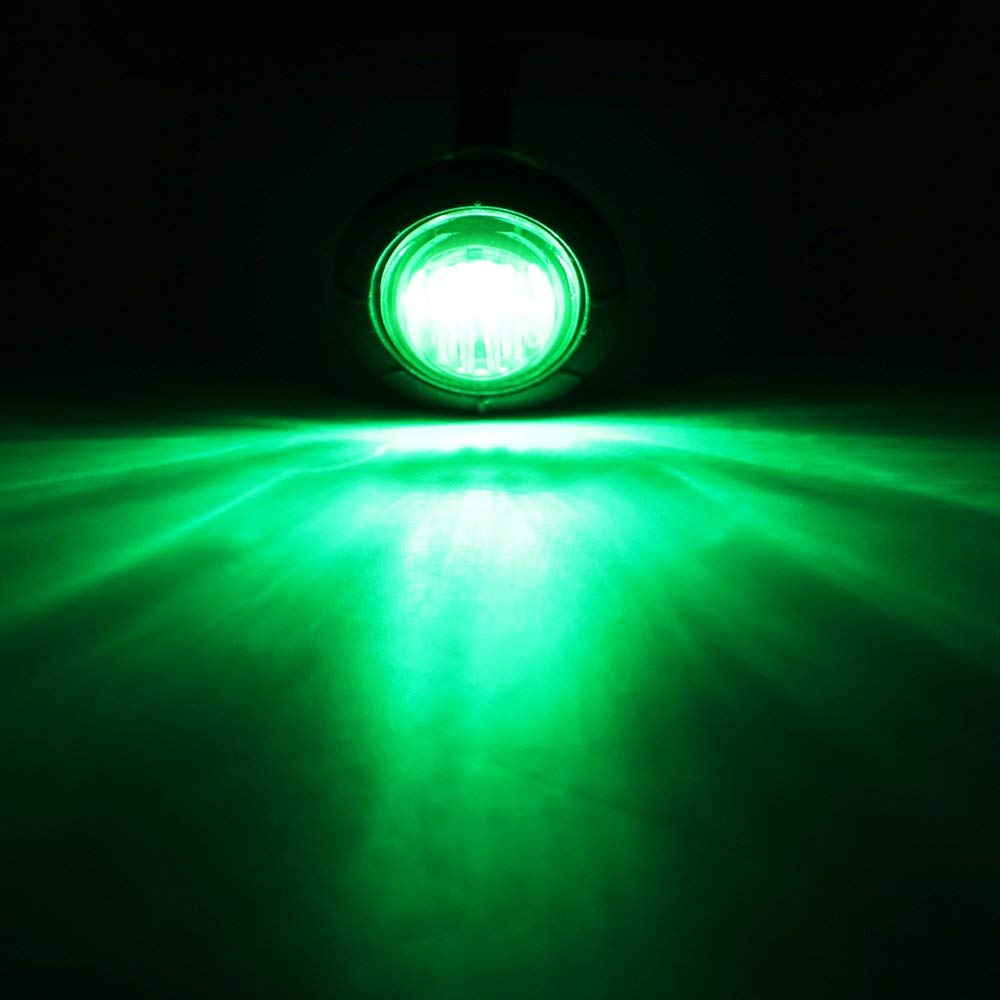 Meerkatt (Pack Of 10 3/4 Inch Mini Round Green Led Flush Mount Indicator Light Side Marker Clearance Lamp W/Grommets Universal F
