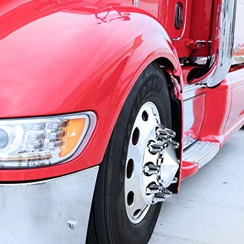 United Pacific 10060Cb - Wheel Lug Nut Cover Set - 33Mm X 2 5/8'' Chrome Plastic Bullet Nut Cover With Flange - Push-On (