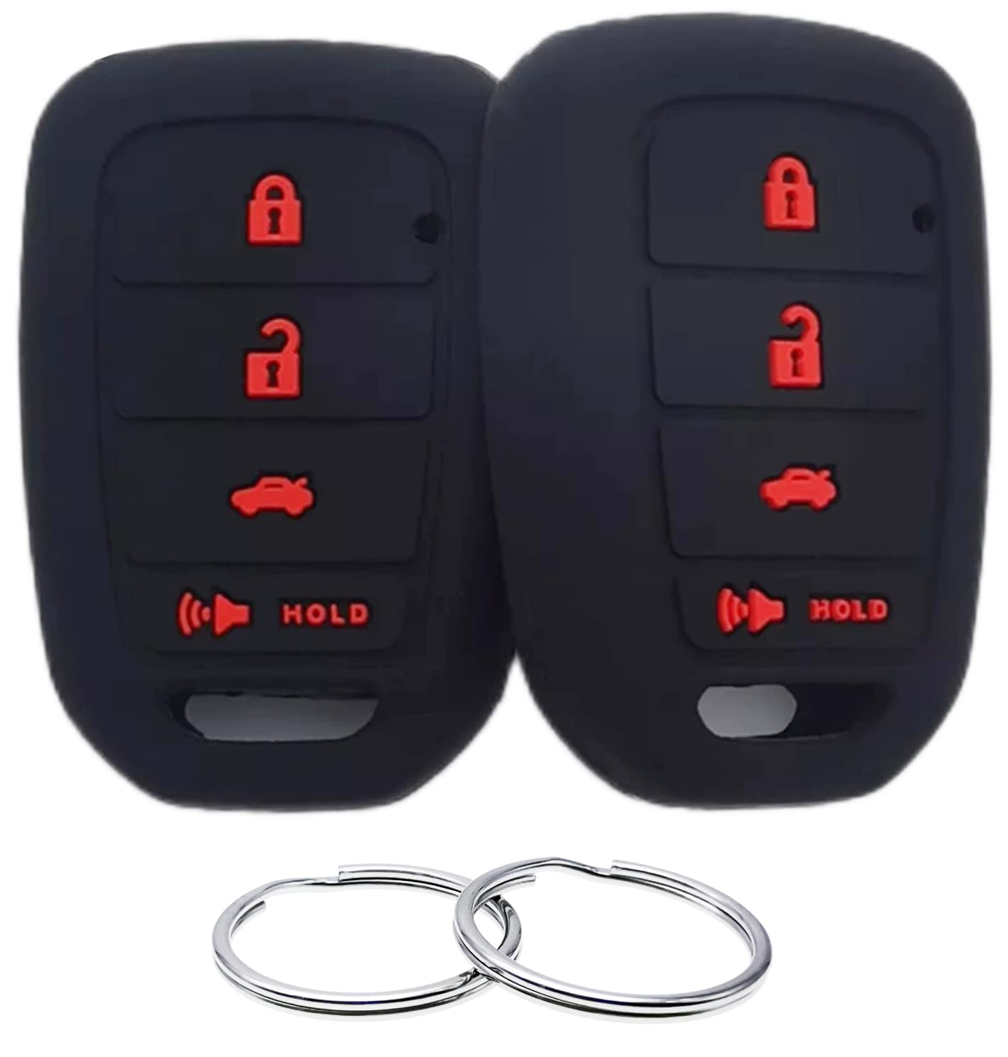 Reprotecting Silicone Rubber Key Fob Cover Compatible With Honda Accord Cr-V Civic Crosstour Fit (Only Fit Straight Key Fob) (Black Black)