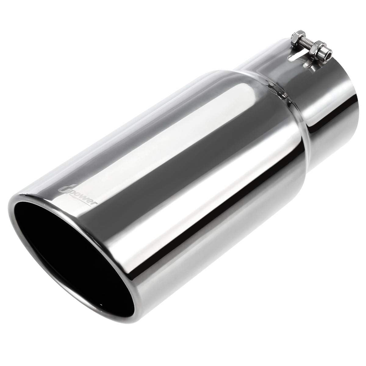 Upower Diesel Exhaust Tip 5 to 6 Stainless Steel Bolt-On Tail Pipe Tips 5 inch Inlet 6 inch Outlet 15 Long Rolled Edge Tai