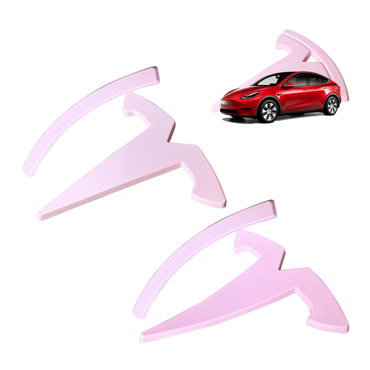YHCDSEA for Model Y Emblem Badge Sticker Cover, fit for Tesla Model Y Logo Decals Accessories (Pink)
