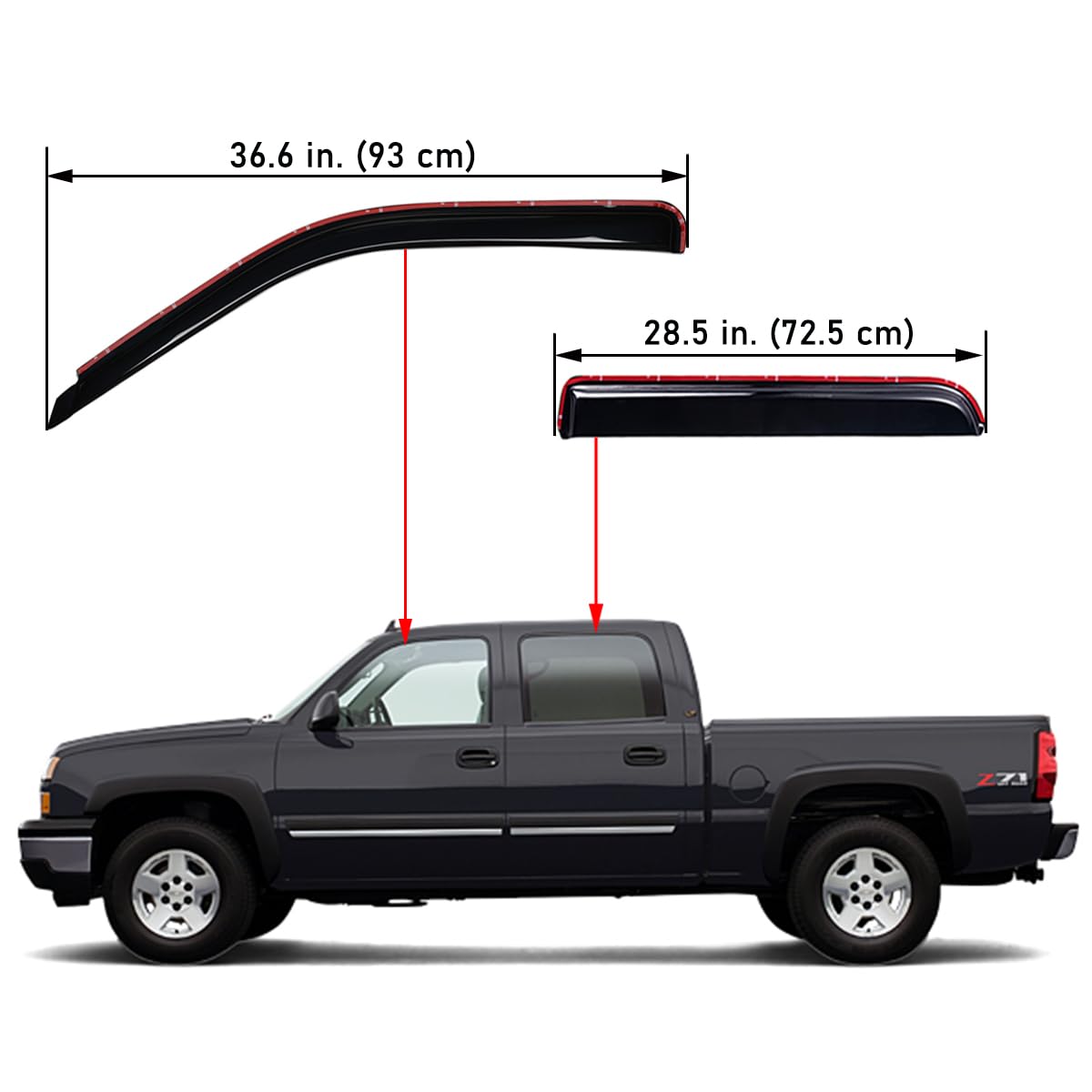 Lightronic Extra Durable In-Channel Auto Vent Window Visor, Fits 01-07 Chevrolet Silverado/Gmc Sierra 1500 (Hd), 2500 (Hd), 3500