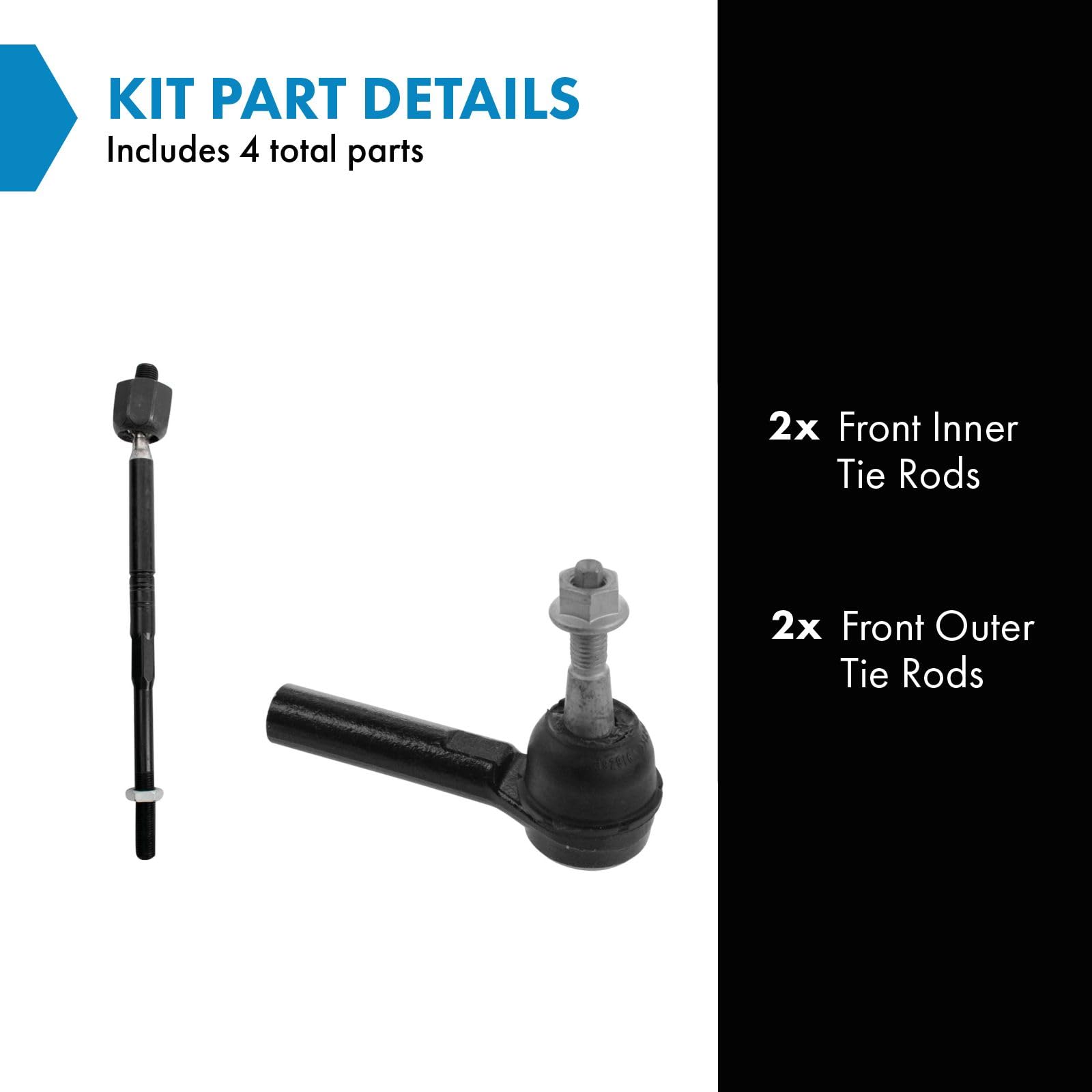 Trq Front Inner And Outer Tie Rod Set Compatible With 2017-2020 Buick Envision 2018-2021 Chevrolet Equinox Gmc Terrain