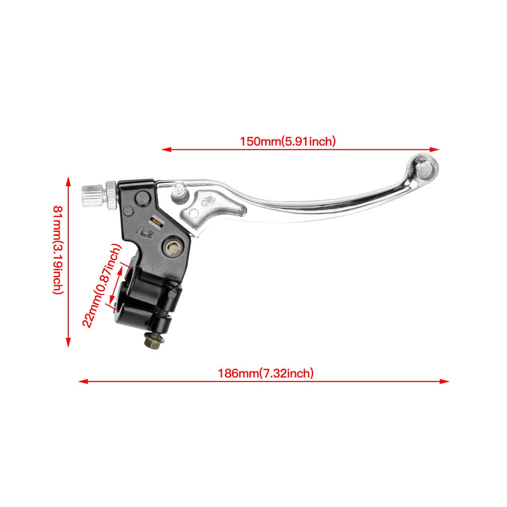 Hiaors Silver Left Right 7/8' 22Mm Clutch Brake Handle Levers Perch For Honda Xr80 Xr100 Crf70 Crf70F Crf80 Crf100 Xr200R Crf450R Xr100 Xr250 Xtreme 125Cc Chinese 110Cc Pit Dirt Motor Bike Motocross