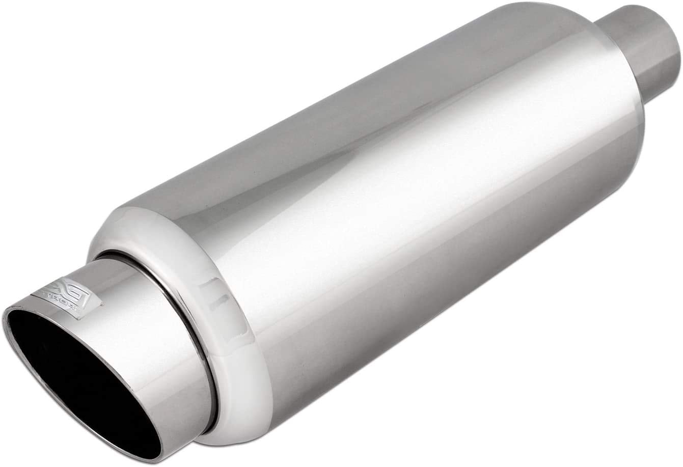 Dc Sports Universal Round Muffler 2.25' Inlet-3.25' 5' Tip Slant Cut